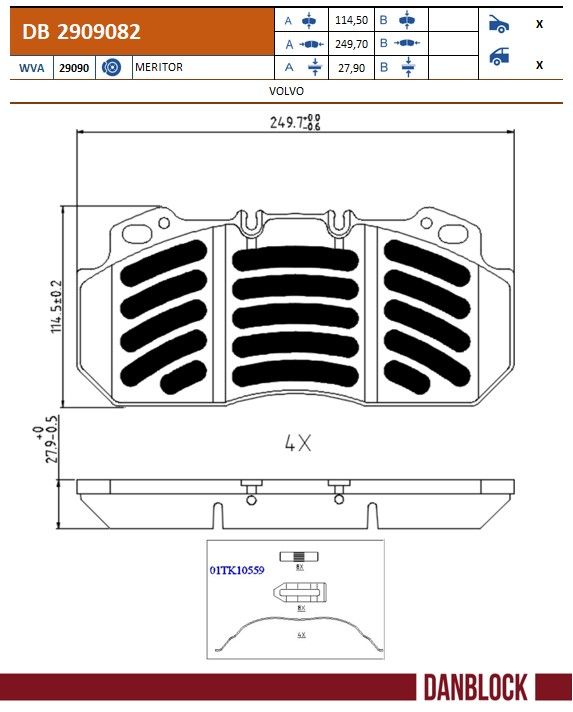 Set placute frana,frana disc DB 2909082 DANBLOCK